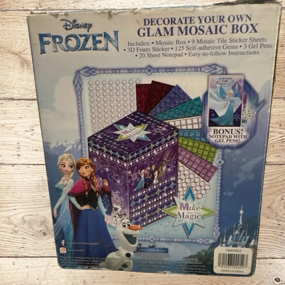 Disney Frozen Glam Mosaic Box Decorate Your Own Ages 6+ Purple Open Box